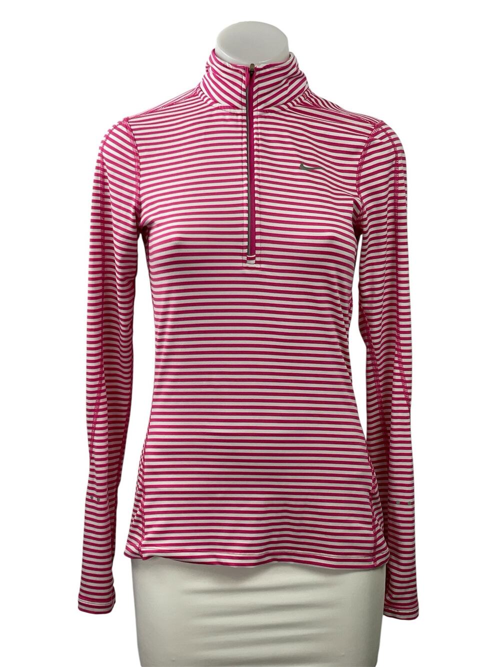 Nike Dri Fit Pink 1/4 Zip High Neck Long Sleeve Athletic Running Top Size XS